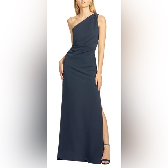 NWT Sachin & Babi Cece One-Shoulder Navy Blue‎ Gown - 6 - Picture 1 of 13